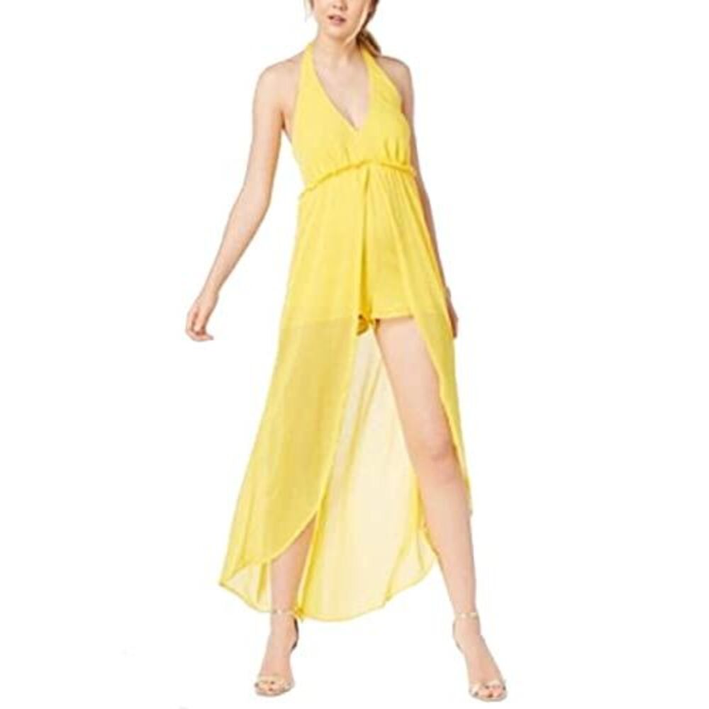 Material Girl Juniors Halter Romper With Sheer Overlay Maxi Skirt